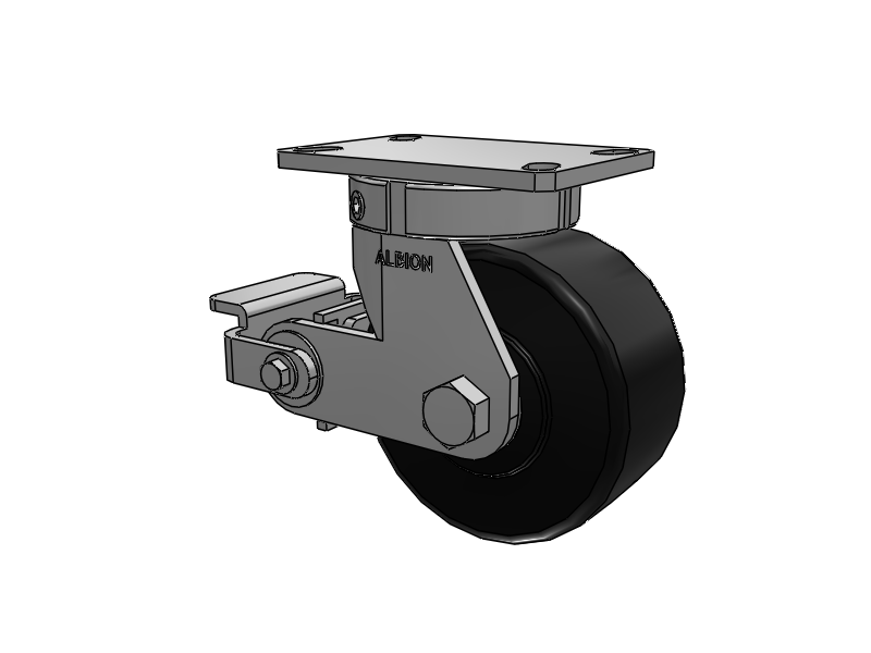 330 Series Top Plate Swivel Caster with 6 x 3 Black Polymer NX - Trionix High Impact Polymer Wheel and Poly Cam Brake