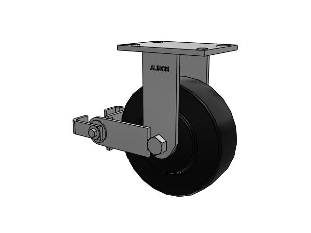 330 Series Top Plate Rigid Caster with 8 x 2.5 Black Polymer NX - Trionix High Impact Polymer Wheel and Poly Cam Brake