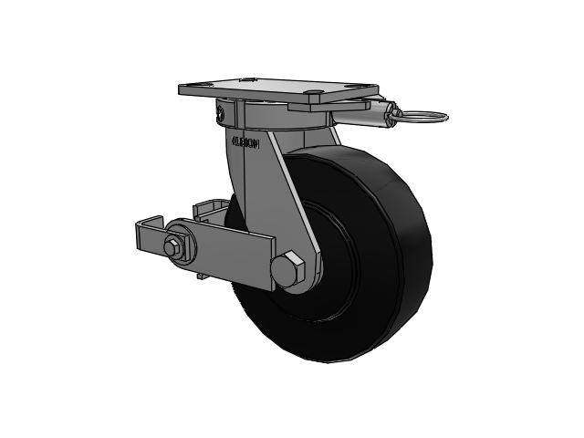 330 Series Top Plate Swivel Caster with 8 x 2.5 Black Polymer NX - Trionix High Impact Polymer Wheel and Poly Cam Brake