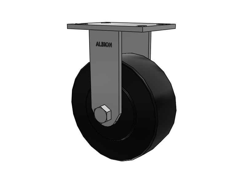 330 Series Top Plate Rigid Caster with 8 x 3 Black Polymer NX - Trionix High Impact Polymer Wheel