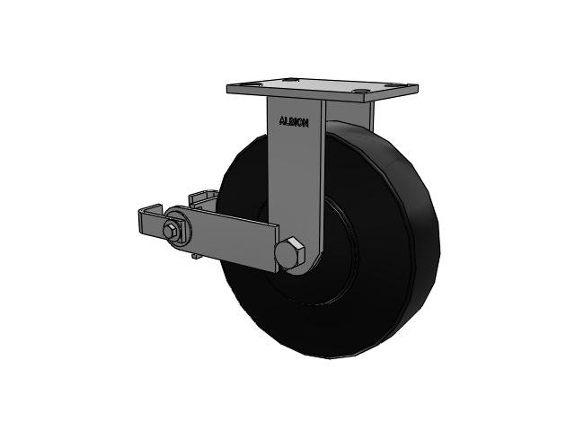 330 Series Top Plate Rigid Caster with 10 x 2.5 Black Polymer NX - Trionix High Impact Polymer Wheel and Poly Cam Brake