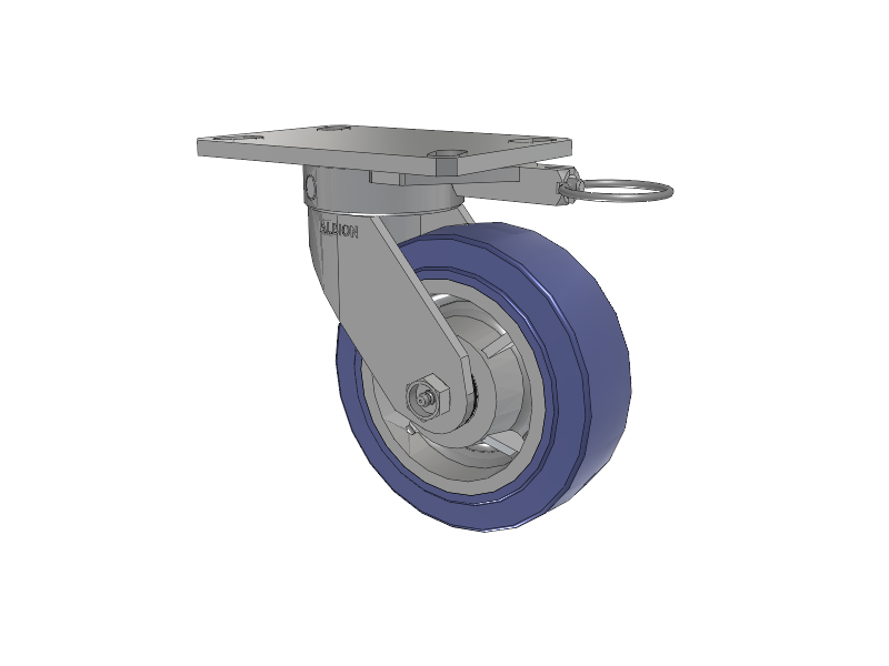 110 Series Kingpinless Top Plate Swivel Caster with 6 x 2 Blue HF - HydroTech (Flat) Wheel