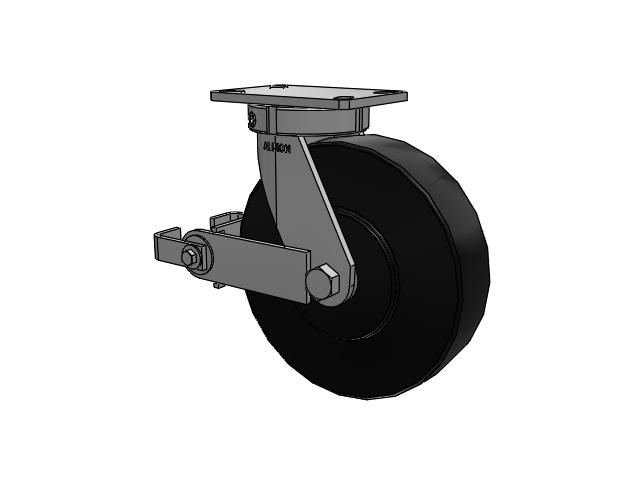 330 Series Top Plate Swivel Caster with 10 x 2.5 Black Polymer NX - Trionix High Impact Polymer Wheel and Poly Cam Brake