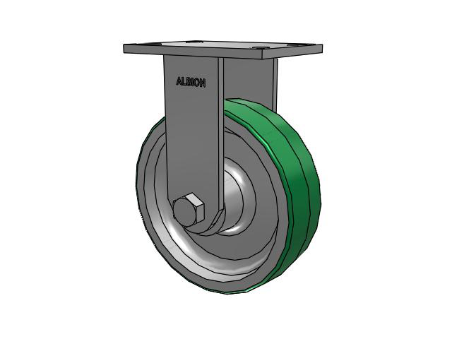 330 Series Top Plate Rigid Caster with 8 x 2.5 Green Tread on Aluminum Core PD - Polyurethane (Aluminum Core) Wheel