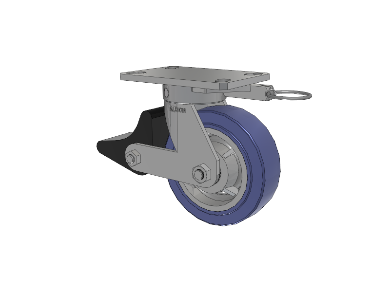 110 Series Kingpinless Top Plate Swivel Caster with 6 x 2 Blue HF - HydroTech (Flat) Wheel and Poly Lock Integrated Brake