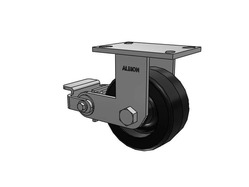 330 Series Top Plate Rigid Caster with 6 x 3 Black Phenolic Resin TM - Phenolic Wheel and Poly Cam Brake