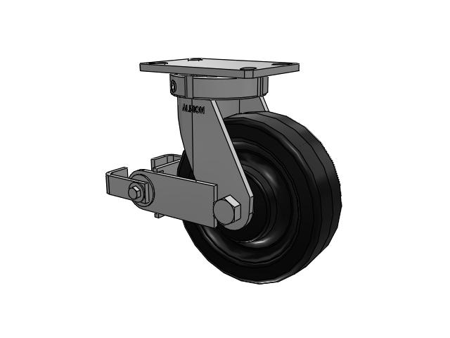 330 Series Top Plate Swivel Caster with 8 x 2.5 Black Phenolic Resin TM - Phenolic Wheel and Poly Cam Brake