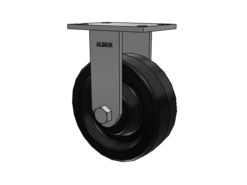 330 Series Top Plate Rigid Caster with 8 x 3 Black Phenolic Resin TM - Phenolic Wheel