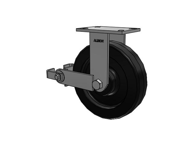 330 Series Top Plate Rigid Caster with 10 x 2.5 Black Phenolic Resin TM - Phenolic Wheel and Poly Cam Brake