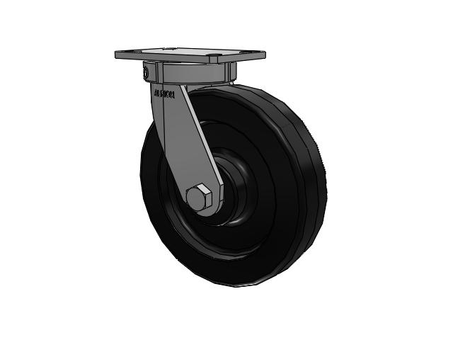 330 Series Top Plate Swivel Caster with 10 x 2.5 Black Phenolic Resin TM - Phenolic Wheel