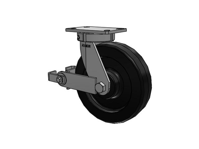 330 Series Top Plate Swivel Caster with 10 x 2.5 Black Phenolic Resin TM - Phenolic Wheel and Poly Cam Brake