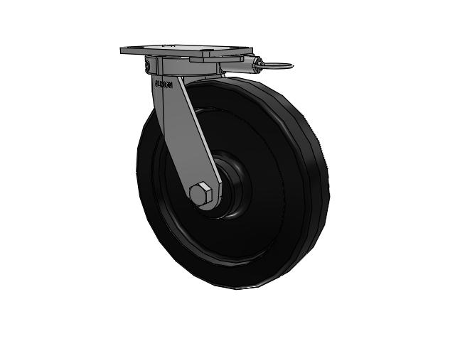 330 Series Top Plate Swivel Caster with 12 x 2.5 Black Phenolic Resin TM - Phenolic Wheel