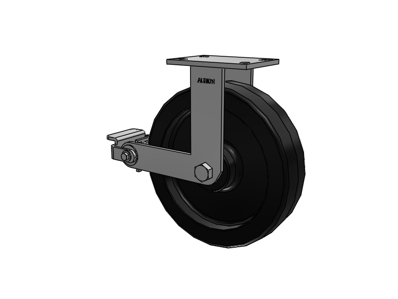 330 Series Top Plate Rigid Caster with 12 x 3 Black Phenolic Resin TM - Phenolic Wheel and Poly Cam Brake