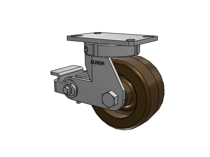 330 Series Top Plate Swivel Caster with 6 x 3 Reddish-Green Phenolic Resin TR - Phenolic (High Heat) Wheel and Poly Cam Brake