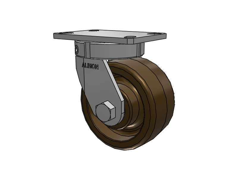 330 Series Top Plate Swivel Caster with 6 x 3 Reddish-Green Phenolic Resin TR - Phenolic (High Heat) Wheel