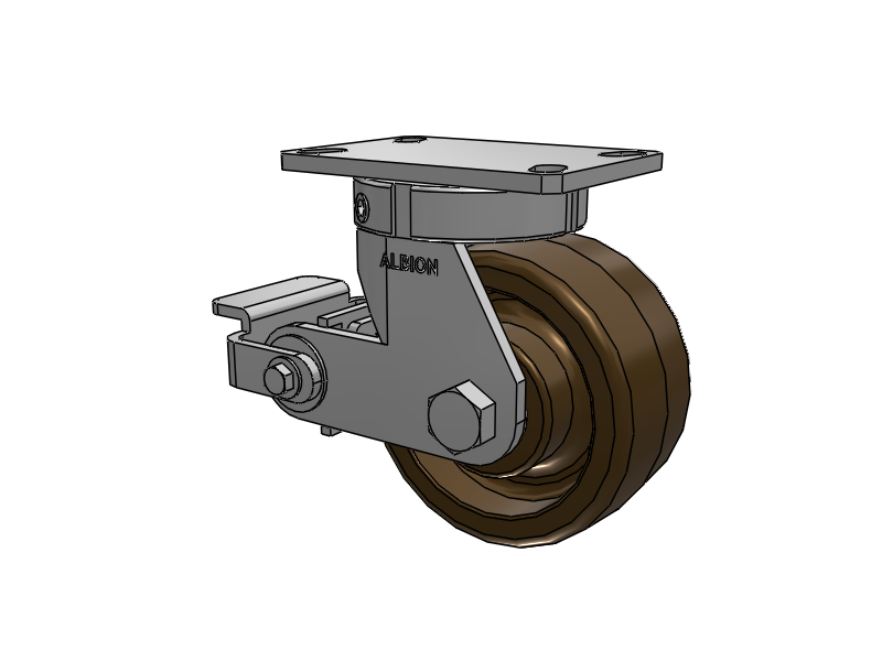 330 Series Top Plate Swivel Caster with 6 x 3 Reddish-Green Phenolic Resin TR - Phenolic (High Heat) Wheel and Poly Cam Brake