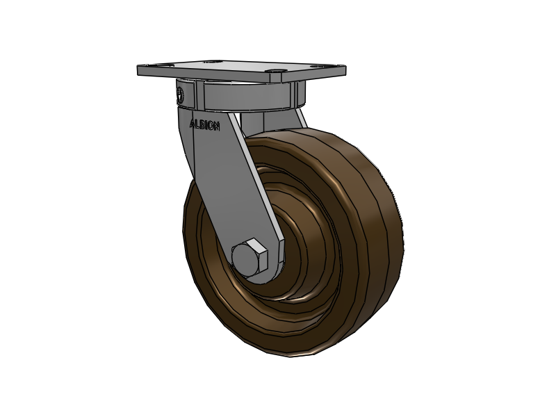 330 Series Top Plate Swivel Caster with 8 x 3 Reddish-Green Phenolic Resin TR - Phenolic (High Heat) Wheel
