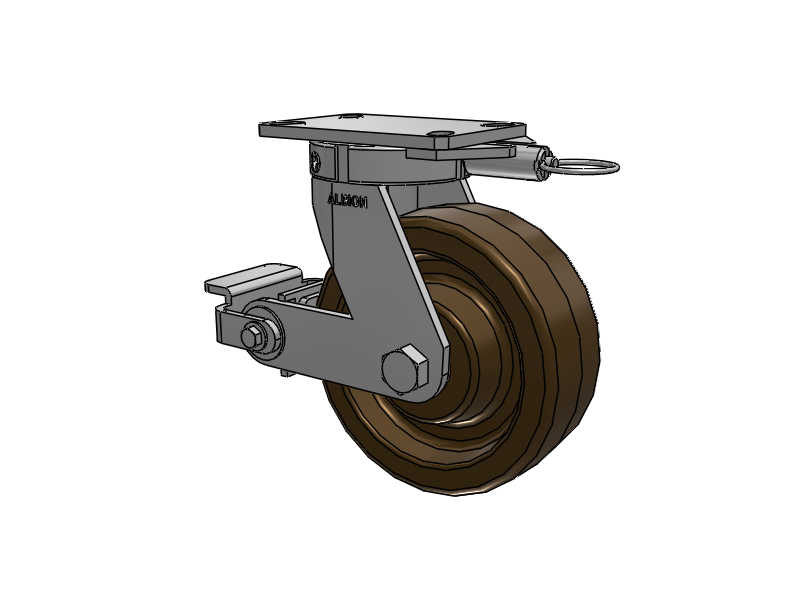 330 Series Top Plate Swivel Caster with 8 x 3 Reddish-Green Phenolic Resin TR - Phenolic (High Heat) Wheel and Poly Cam Brake