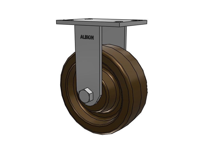 330 Series Top Plate Rigid Caster with 8 x 3 Reddish-Green Phenolic Resin TR - Phenolic (High Heat) Wheel