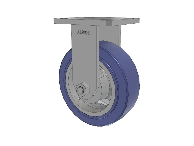 110 Series Kingpinless Top Plate Rigid Caster with 6 x 2 Blue HF - HydroTech (Flat) Wheel