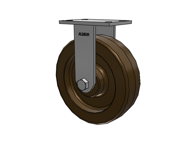 330 Series Top Plate Rigid Caster with 10 x 3 Reddish-Green Phenolic Resin TR - Phenolic (High Heat) Wheel