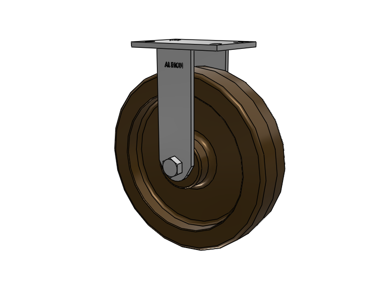 330 Series Top Plate Rigid Caster with 12 x 3 Reddish-Green Phenolic Resin TR - Phenolic (High Heat) Wheel