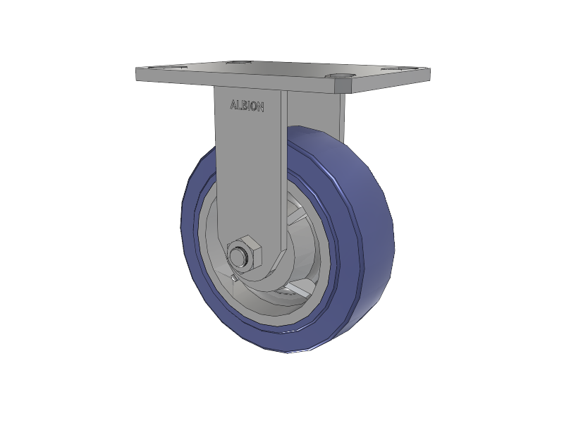 110 Series Kingpinless Top Plate Rigid Caster with 6 x 2 Blue HF - HydroTech (Flat) Wheel