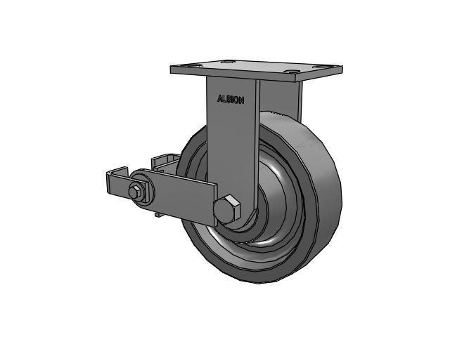 330 Series Top Plate Rigid Caster with 8 x 2.5 Grey Polyurethane XP - X-treme Plus Solid Polyurethane Wheel and Poly Cam Brake