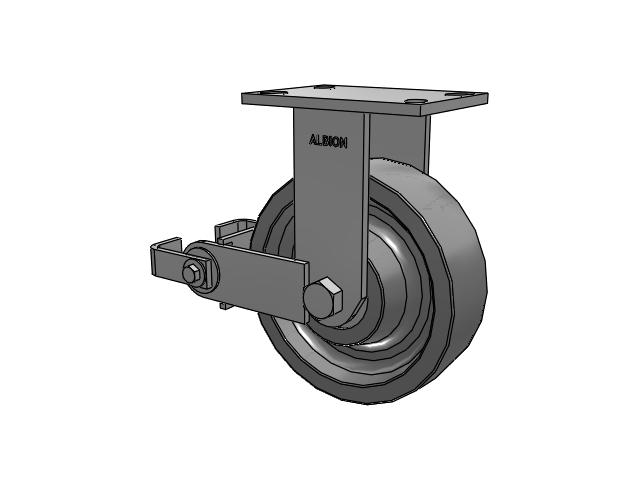 330 Series Top Plate Rigid Caster with 8 x 2.5 Grey Polyurethane XP - X-treme Plus Solid Polyurethane Wheel and Poly Cam Brake