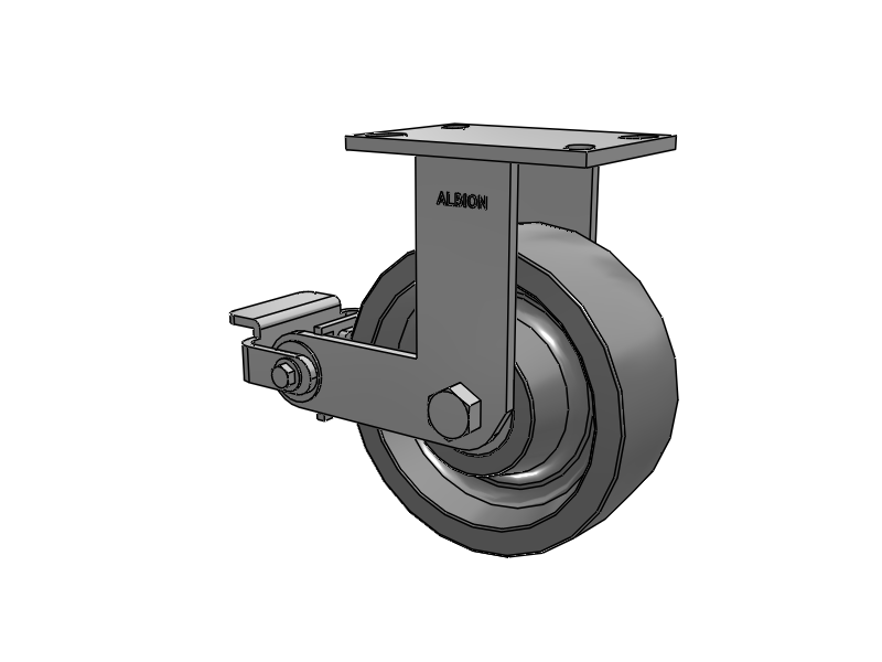 330 Series Top Plate Rigid Caster with 8 x 3 Grey Polyurethane XP - X-treme Plus Solid Polyurethane Wheel and Poly Cam Brake