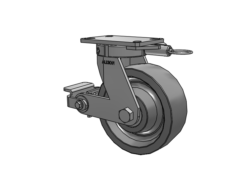 330 Series Top Plate Swivel Caster with 8 x 3 Grey Polyurethane XP - X-treme Plus Solid Polyurethane Wheel and Poly Cam Brake