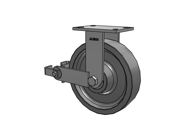 330 Series Top Plate Rigid Caster with 10 x 2.5 Grey Polyurethane XP - X-treme Plus Solid Polyurethane Wheel and Poly Cam Brake