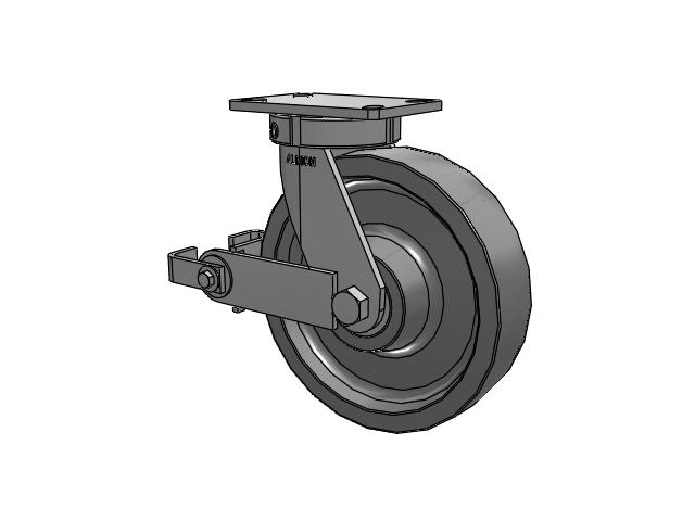 330 Series Top Plate Swivel Caster with 10 x 2.5 Grey Polyurethane XP - X-treme Plus Solid Polyurethane Wheel and Poly Cam Brake