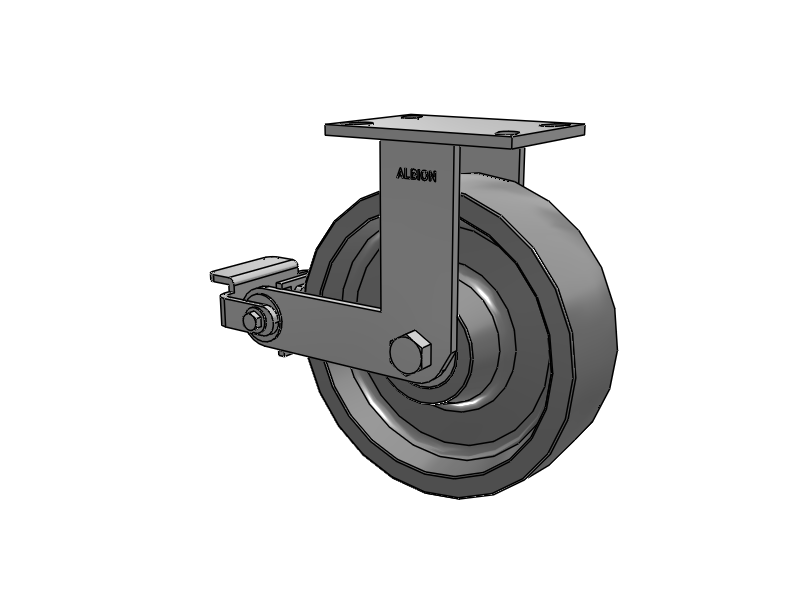 330 Series Top Plate Rigid Caster with 10 x 3 Grey Polyurethane XP - X-treme Plus Solid Polyurethane Wheel and Poly Cam Brake