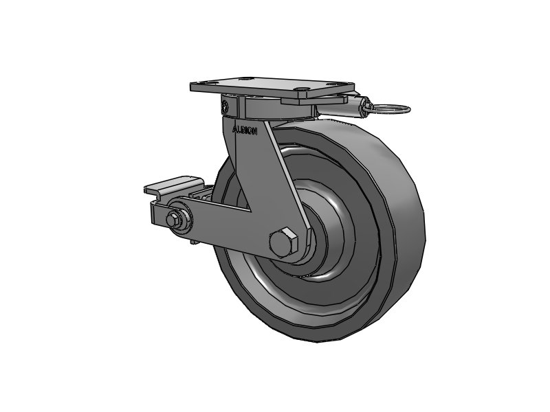 330 Series Top Plate Swivel Caster with 10 x 3 Grey Polyurethane XP - X-treme Plus Solid Polyurethane Wheel and Poly Cam Brake