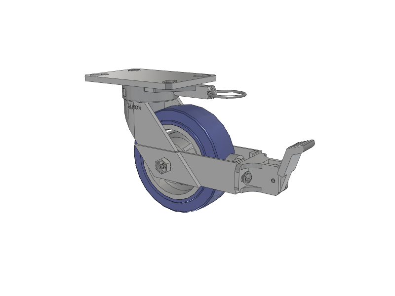 110 Series Kingpinless Top Plate Swivel Caster with 6 x 2 Blue HF - HydroTech (Flat) Wheel and Face Brake