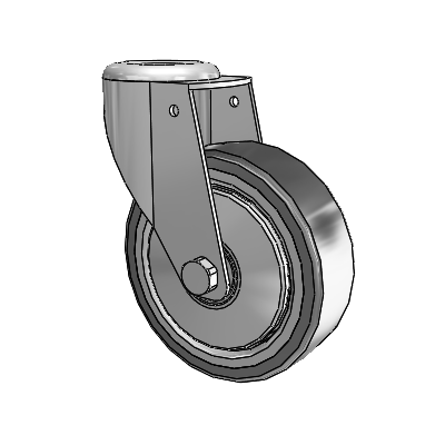 364/367 Hollow Kingpin Swivel Caster with 4 x 1.25 Grey TPR (Rubber on Metal Disc) Wheel