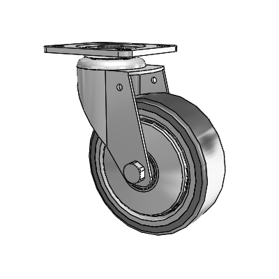 364/367 Top Plate Swivel Caster with 4 x 1.25 Grey TPR (Rubber on Metal Disc) Wheel