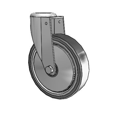 364/367 Hollow Kingpin Swivel Caster with 5 x 1.25 Grey TPR (Rubber on Metal Disc) Wheel