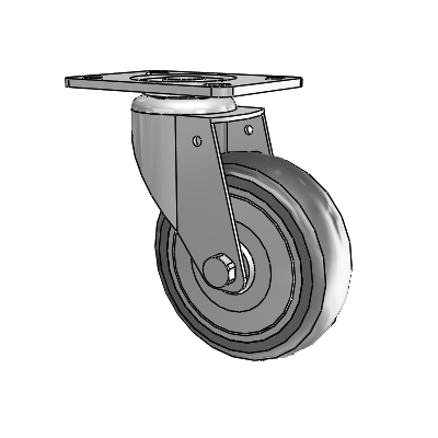 364/367 Top Plate Swivel Caster with 4 x 1.25 Grey TPR (Round) Wheel