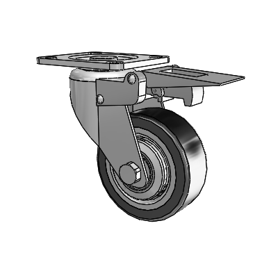 364/367 Antistatic Top Plate Swivel Caster with 3.15 x 1.125 Black TPR (Crown) Wheel and Total Lock Brake