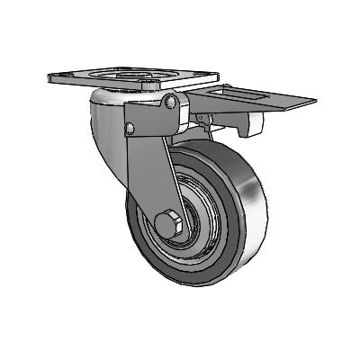 364/367 Top Plate Swivel Caster with 3.15 x 1.125 Grey TPR (Rubber on Metal Disc) Wheel and Total Lock Brake