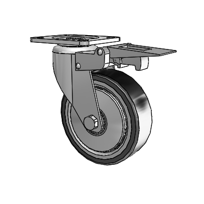 364/367 Antistatic Top Plate Swivel Caster with 4 x 1.25 Black TPR (Crown) Wheel and Total Lock Brake
