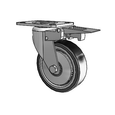 364/367 Antistatic Top Plate Swivel Caster with 4 x 1.25 Black TPR (Crown) Wheel and Total Lock Brake