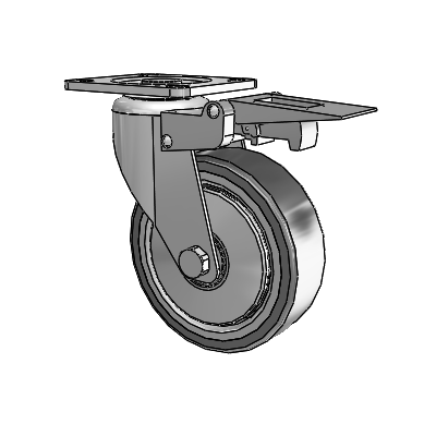364/367 Top Plate Swivel Caster with 4 x 1.25 Grey TPR (Rubber on Metal Disc) Wheel and Total Lock Brake