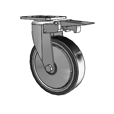 364/367 Antistatic Top Plate Swivel Caster with 5 x 1.25 Black TPR (Crown) Wheel and Total Lock Brake