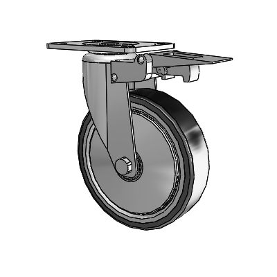 364/367 Antistatic Top Plate Swivel Caster with 5 x 1.25 Black TPR (Crown) Wheel and Total Lock Brake