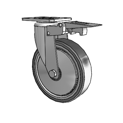 364/367 Top Plate Swivel Caster with 5 x 1.25 Grey TPR (Rubber on Metal Disc) Wheel and Total Lock Brake