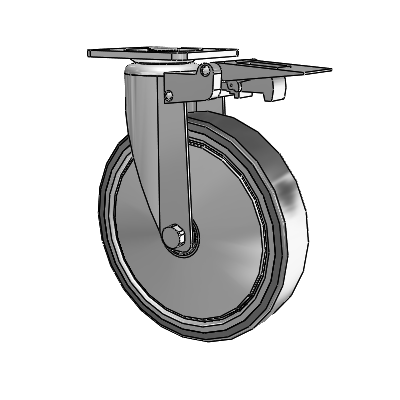 364/367 Top Plate Swivel Caster with 6 x 1.25 Grey TPR (Rubber on Metal Disc) Wheel and Total Lock Brake