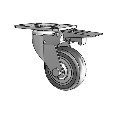 364/367 Top Plate Swivel Caster with 3.15 x 1.125 Grey TPR (Round) Wheel and Total Lock Brake